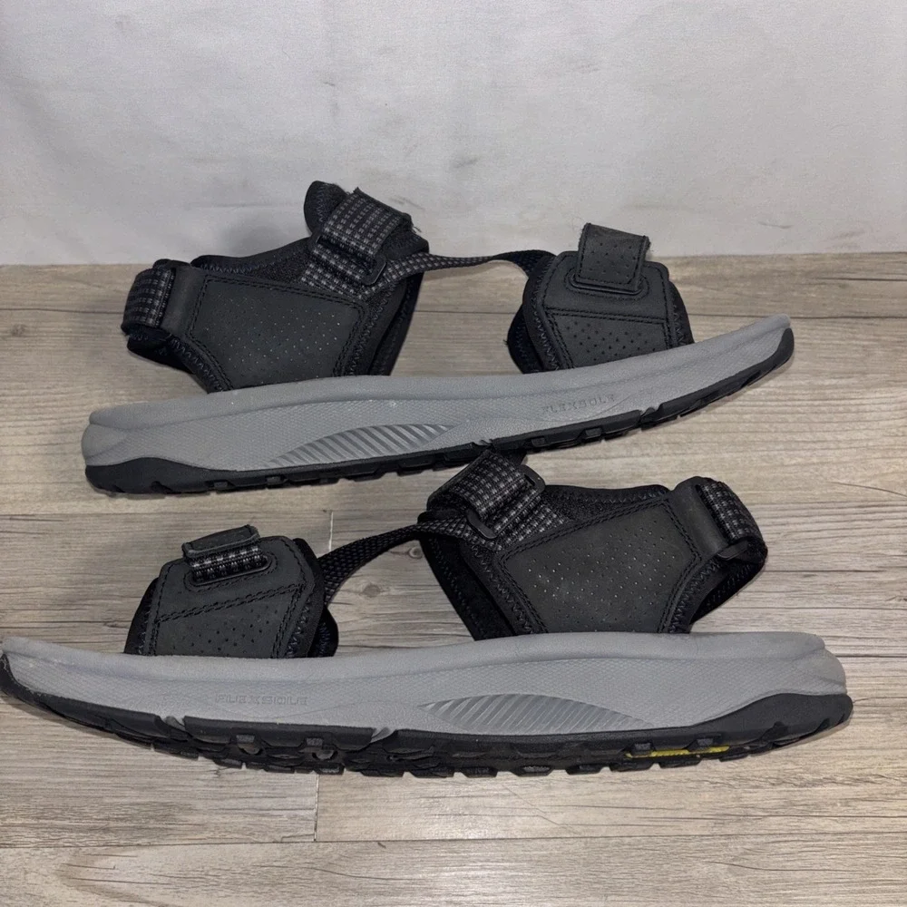 Mens 12 Florsheim Tread Lite River Sandal Black Leather 14362-001